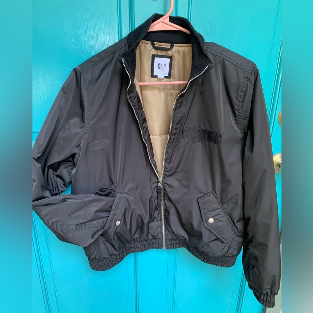 Gap Black Bomber-Type Jacket Size Medium - image 4